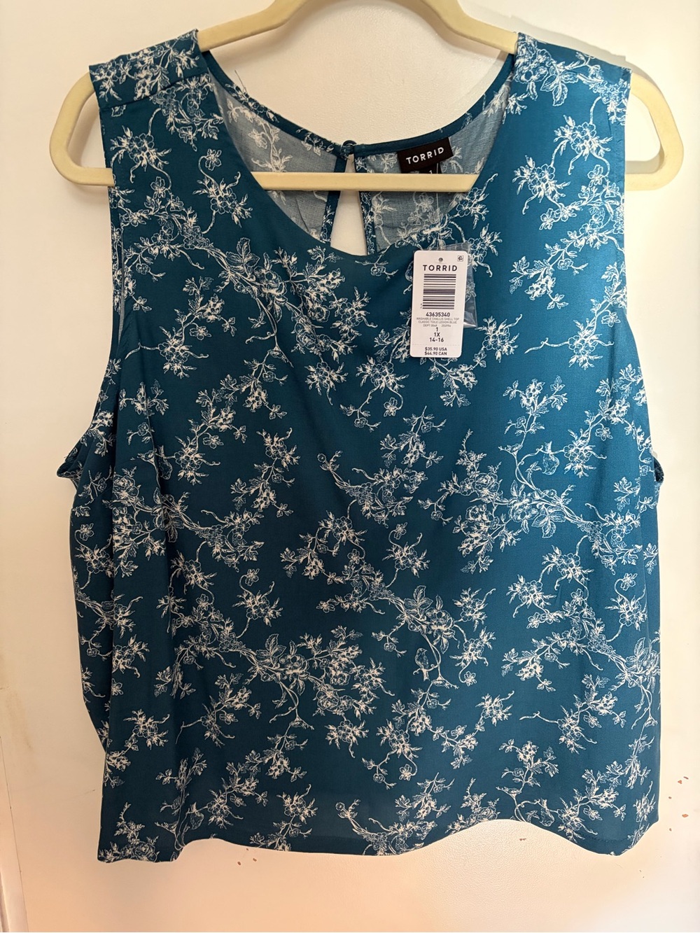 torrid Teal Floral Keyhole Sleeveless Camisole